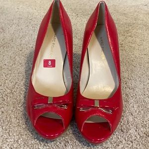 Red open toe Marc Fisher heels size 8